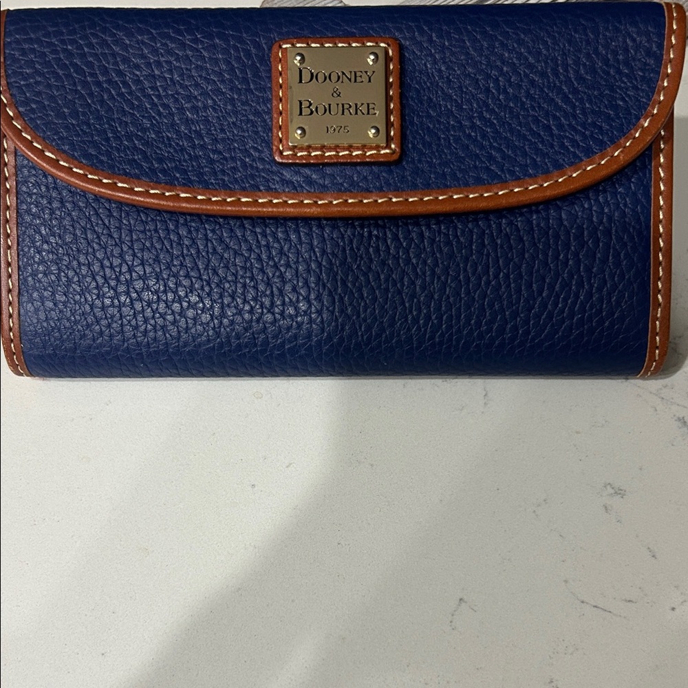 Dooney & Bourke Navy and Tan Leather Wallet